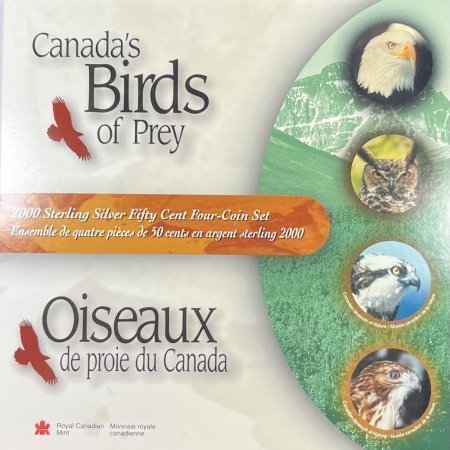 Canada 2000 Canada’s Birds Of Prey Set Of Four 50 Cent Silver Coins